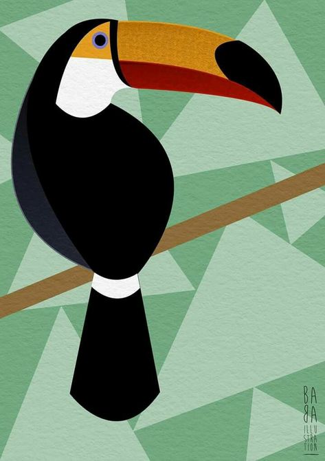 Art Deco Animals Illustrations, Abstract Animal Art Drawing, Sweat Illustration, Tucan Illustration, Tucan Painting, Colorful Illustration Art, Abstract Art Animals, Toucan Painting, Toucan Illustration