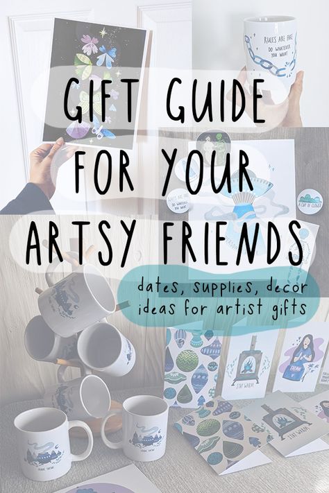 Gift guide for your artsy friends: dates, supplies, decor ideas for artist gifts Gift For Artist Friend, Gift Ideas For Artistic Friends, Gift Ideas For Artists, Artist Documentary, Artsy Gifts, Gifts For Artists, Artsy Gift, Artist Gifts, Custom Stationery