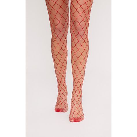 Inari Red Large Fishnet Tights (1.908 BHD) ❤ liked on Polyvore featuring intimates, hosiery, tights, red, red tights, fishnet hosiery, red fishnet stockings, red fishnet tights and fishnet pantyhose Fishnet Trend, Red Fishnet Tights, Red Pantyhose, Red Fishnets, Net Stockings, Red Tights, Rave Costumes, Red Stockings, Leggings And Socks