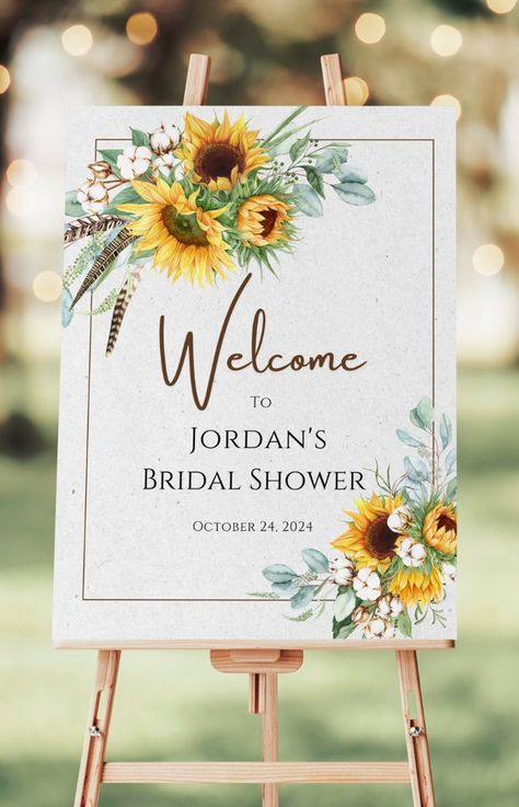 Western Bridal Showers, Sunflower Wedding Decorations, Rustic Sunflower Wedding, Bridal Shower Inspo, Sunflower Party, Wedding Shower Themes, Sunflower Bridal Shower, Bridal Sunflowers, Bridal Shower Backdrop