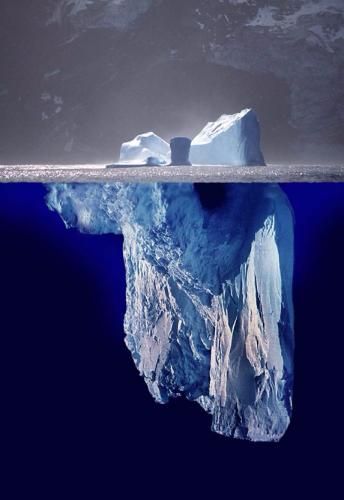 A photomontage of what a whole iceberg might look like. Made by Uwe Kils, 2005  (http://www.ecoscope.com/iceberg) Books Vs Movies, Matka Natura, Below The Surface, Salsa Dancing, Under Water, Book Memes, Cabaret, Love Book, Amazing Nature