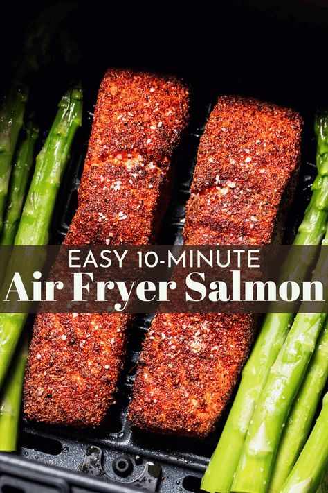 Asparagus With Parmesan Cheese, Airfry Recipes, Air Fryer Salmon, Salmon Spices, Asparagus Fries, Homemade Spice Blends, Fried Salmon, Salmon And Asparagus, Beautiful Food Photography