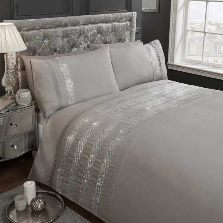 Carly Embellished Bedding Set - Grey Grey Duvet, Gray Duvet Cover, Plain Background, King Size Duvet Covers, Double Duvet Covers, Themed Bedroom, Single Duvet Cover, Quilted Duvet, Gray Bedroom