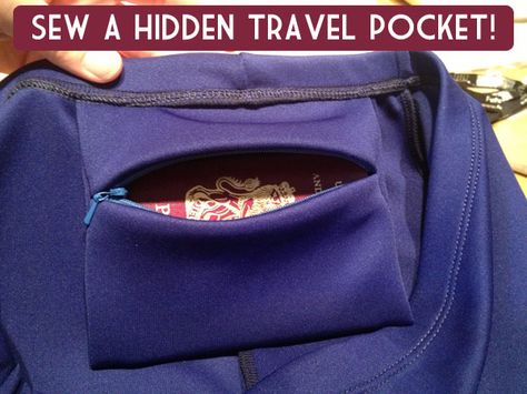 Genius tutorial.  Can add snaps to travel clothes and the pocket to make it interchangeable/removable. Ways To Hide Money, Pocket Tutorial, Travel Skirt, Sewing Pockets, Hide Money, How To Make Skirt, Money Belt, Travel Clothes Women, Clothes Sewing