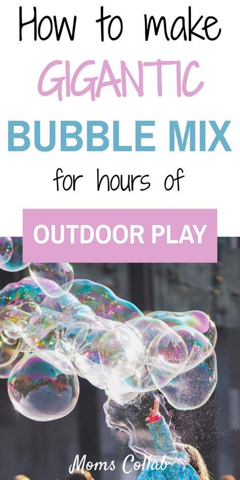 Bubble Recipes For Kids, Hula Hoop Bubbles, Diy Giant Bubbles, Bubble Solution Recipe Glycerin, Touchable Bubbles Recipe, Large Bubbles Recipe, Diy Bubble Solution, Bubble Games For Kids, Diy Bubble Wand