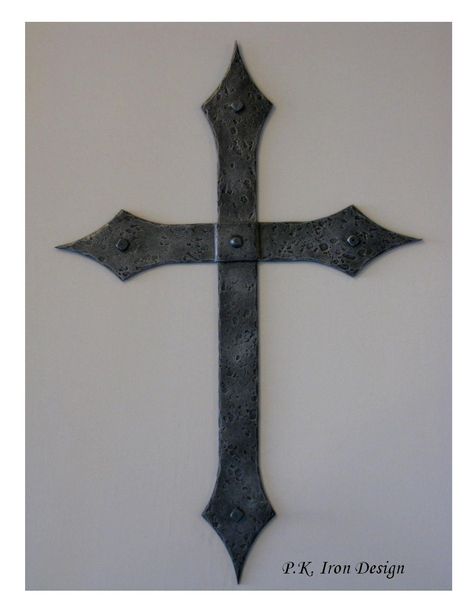 Forged Cross, Metal Crosses, Cross Gothic, English Wheel, Blacksmith Projects, Cross Wall Decor, Iron Cross, Steel Stamp, Wall Cross