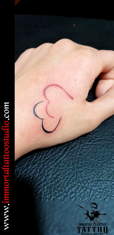 Overlapping Heart Tattoo, Half Heart Tattoo, Double Heart Tattoo, Open Heart Tattoo, Intertwined Hearts, M Tattoos, Creative Tattoo, Heart Tattoo Designs, Heart Designs