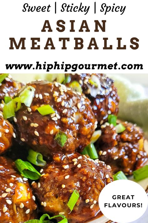 meatballs in a brown sauce on a plate with sesame seeds and green onions Sweet Asian Meatballs, Asian Beef Meatball Recipes, Thai Beef Meatballs, Sweet And Sour Meatballs And Rice, Asian Crockpot Meatballs, Soy Sauce Meatballs, Easy Asian Meatballs, Saucy Asian Meatballs, Saucy Meatballs Recipe