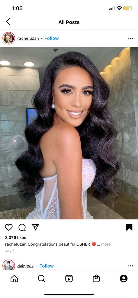 Down Curly Bridal Hair, Hollywood Wave Bridesmaid Hair, Wave Bridal Hairstyles, Loose Curls Long Hair Side Part, Soft Hollywood Waves Side Part, Wedding Hair For Extensions, Long Loose Curls Wedding, Formal Hairstyles For Off The Shoulder Dress, Brunette Down Wedding Hair