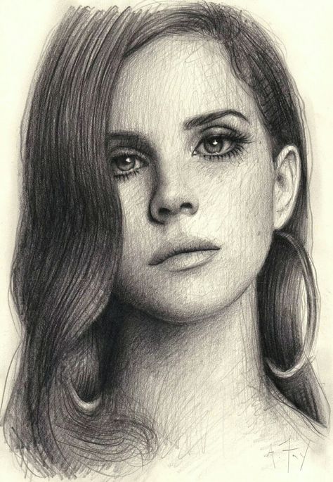 Lana Del Rey #LDR #art by Andrew Fry Emma Watson Sketch, Lana Del Rey Art, Pencil Portrait Drawing, Drawing Hands, Simple Portrait, Dorm Art, Sketch Pencil, Drawing Faces, Lana Del Ray