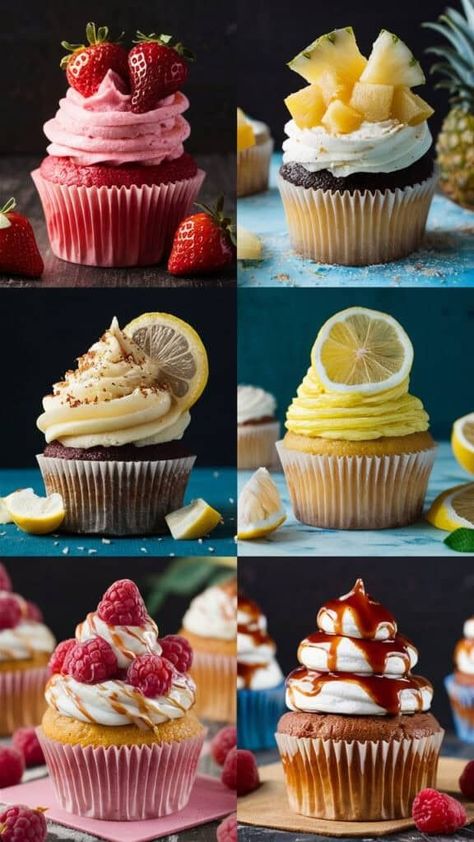 Best Summer Cupcakes, August Cupcake Ideas, Cupcake Recipes Summer, Tea Flavored Cupcakes, Summer Cupcake Flavor Ideas, Interesting Cupcake Flavors, Fruity Cupcake Recipes, Cupcake Flavors Unique, Fun Cupcake Flavors