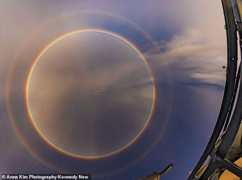 The rare full circle rainbow looks like it has a fainter one on the outside as the passeng... Circle Rainbow, Rainbow Circle, Full Rainbow, Anna Kim, God's Promise, Helicopter Ride, Atmospheric Phenomenon, Farm Heroes, Maui Hawaii