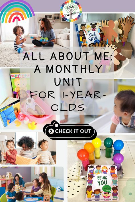 This month-long curriculum plan includes everything you need to run an in-home daycare or school-based childcare center program for children 12-24 months old. Developmentally appropriate for one-year-old children, this resource includes teacher guides that provide information on attachment theory & typical development, how-to-use instructions for the program, detailed lesson plans, multiple planning page templates, daily schedules, monthly calendars, a home connection newsletter, & more! Curriculum For One Year Olds, Infant Curriculum Themes, Teaching One Year Old Lesson Plans, 12-24 Month Activities Lesson Plans, Lesson Plans For One Year Olds, One Year Old Lesson Plans, Infant Room Lesson Plans, Monthly Themes For Toddlers, About Me Toddler Activities