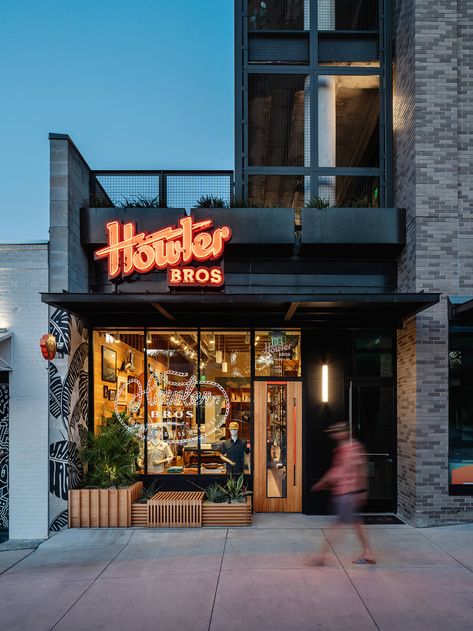 Howler Brothers – Michael Hsu Office of Architecture Restaurant Exterior Design, Coffee Shop Concept, Small Restaurant Design, Howler Brothers, Outdoor Restaurant Design, Small Coffee Shop, Restaurant Exterior, Small Restaurant, Storefront Design