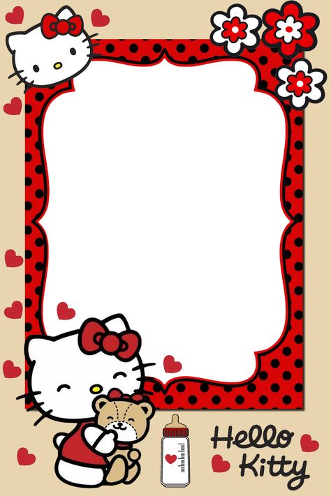 Math Lettering Design, Hello Kitty Birthday Invitations, Daftar Menu, Marco Polaroid, Hello Kitty Invitations, Letters Paper, Hello Kitty Theme Party, Photobooth Template, Hello Kitty Photos