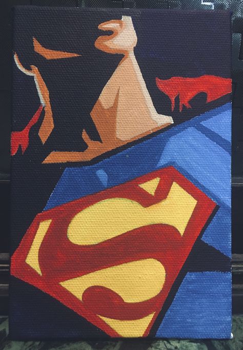 Superman Painting Easy, Marvel Art Painting, Superman Drawing Sketches, Marvel Paintings On Canvas, Comic Canvas Painting, Superman Drawing Easy, Marvel Canvas Painting, Marvel Acrylic Painting, Superman Art Drawing