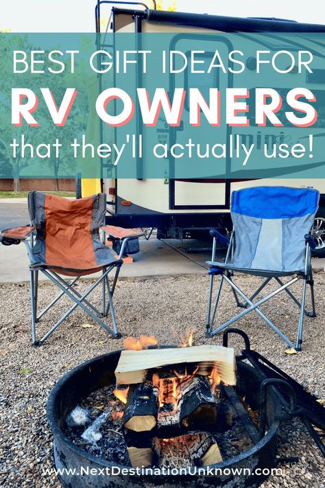 Are you looking for the best gifts for RV owners? If you have RVers in your life and are wondering what would make a great gift for them, you’re in the right place! I’ve put together the ultimate gift guide for RVers with a list of the best gifts for RV owners. As an RVer myself, I either already have these items or would love to get them as a gift. Check out all the RV gift options here, and start shopping! #giftsforrvowners #giftsforrvers #giftsforrvliving #giftsforrvcampers #rvergifts Gifts For Rv Owners, Rv Gifts, Rv Camping Tips, Camping Inspiration, Gifts For Campers, Camping Supplies, Camping Essentials, Rv Stuff, Rv Travel