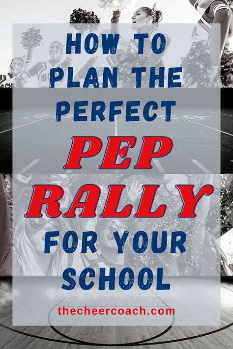 Every cheerleader wants to plan a pep rally that everyone will remember, here are some tips to make it happen! #peprally #cheerleading #schoolspirit #thecheercoach Cheerleading Football Game, Elementary Pep Rally Games, Baseball Pep Rally Ideas, Games To Play At Pep Rallys, Pep Rally Schedule, Pep Rally Spirit Stick, Pep Rally Activities High Schools, Elementary School Pep Rally Ideas, Football Pep Rally Games