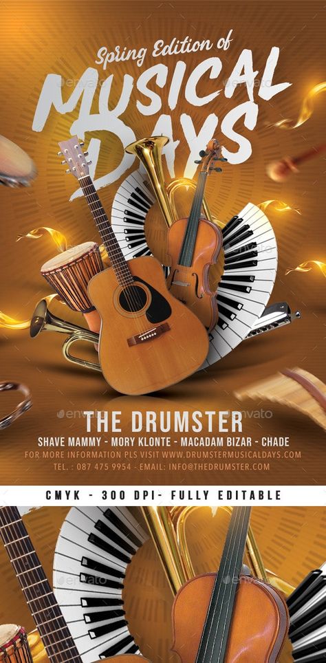 Music Days Concert Flyer - Concerts Events Posters For Music Events, Musical Concert Poster Design, School Concert Poster, Musical Event Poster, Concert Name Ideas, Music Concert Design, World Music Day Creative Ads, Concert Posters Design, Church Concert Flyer Design