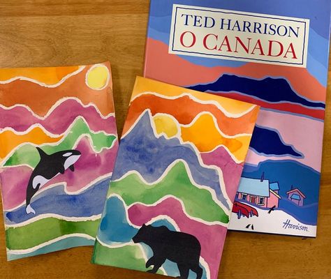 Ted Harrison, Landscape Art Lessons, 3rd Grade Art Lesson, Core French, 4th Grade Art, 5th Grade Art, 3rd Grade Art, French Classroom, French Immersion