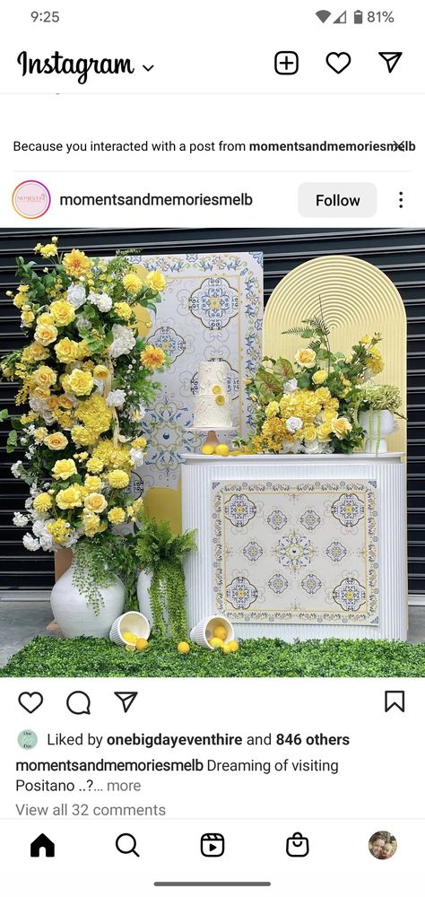 Backdrops Ideas, Lemon Background, Baby Shower Yellow, Curtain Backdrops, Simple Baby Shower, Party Backdrop, White Curtains, Backdrops For Parties, Amalfi Coast