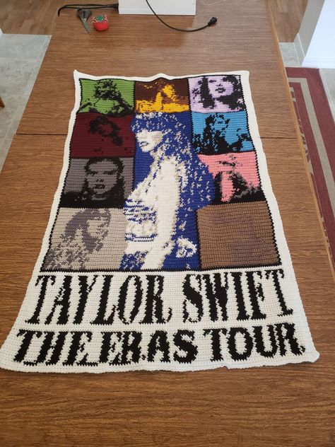 Taylor Swift Crochet Blanket, Taylor Swift Crochet Pattern Grid, Taylor Swift Tapestry Crochet, Eras Tour Crochet, Taylor Swift Crochet Ideas, Taylor Swift Crochet Pattern, Taylor Swift Cross Stitch, Crochet Taylor Swift, Taylor Swift Crochet