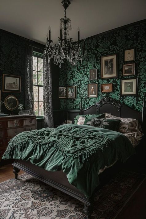 Girly Interior, Bedroom Girly, Gothic Bedroom, Dark Modern, Moody Bedroom, Feminine Bedroom, Art Deco Bedroom, Dark Home Decor, Deco Bedroom