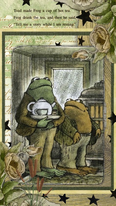 Frog And Toad Aesthetic Wallpaper, Frog And Toad Aesthetic, Cottagecore Posters, Green Cottagecore, Cottagecore Wallpaper, Phone Backgrounds Vintage, Cottage Core Art, Frog Wallpaper, Storybook Art