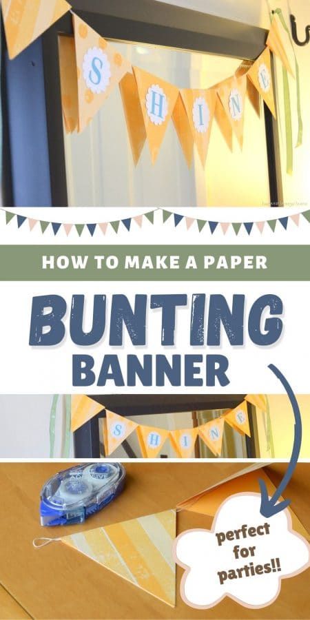 Learn how to make an easy paper triangle bunting banner using simple scrapbooking supplies. It is the perfect compliment to any decor or special occasion. Make one to celebrate an event (like birthdays or baby showers), or just make one to pep up your home decor. It's a fun and easy craft project! Homemade Happy Birthday Banner, How To Make A Banner Diy, How To Make A Banner, Diy Triangle Banner, Paper Bunting Ideas, Paper Banner Diy, How To Make Bunting, Paper Bunting Banner, Paper Triangle