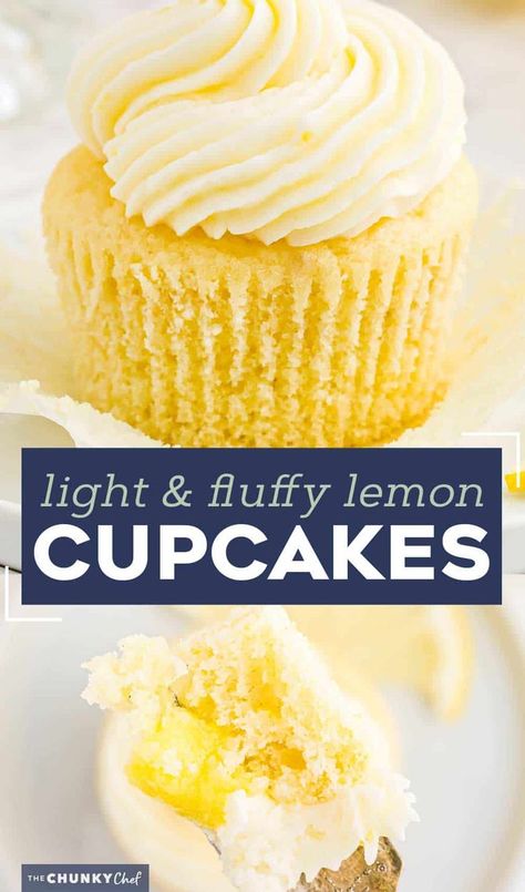 Lemon Cupcakes From Scratch, Easy Lemon Cupcakes, Moist Lemon Cupcakes, Edible Blood, Lemon Cupcake Recipe, Moist Vanilla Cupcakes, Cupcakes From Scratch, The Chunky Chef, Lemon Cupcake