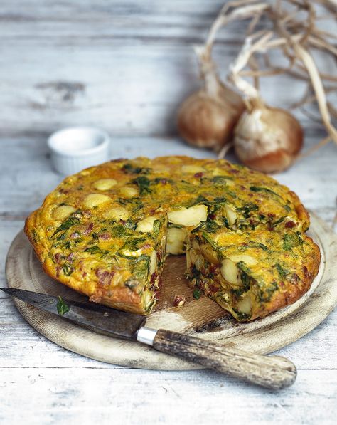 Raymond Blanc's tortilla recipe uses jersey royal potatoes, which are available during the spring months, but these can be substituted for another non-floury potato at any other time of the year. Tortilla Recipes, How To Cook Chorizo, French Recipe, Chorizo Recipes, Sbs Food, Tapas Recipes, French Recipes, Tortilla Recipe, Delicious Magazine