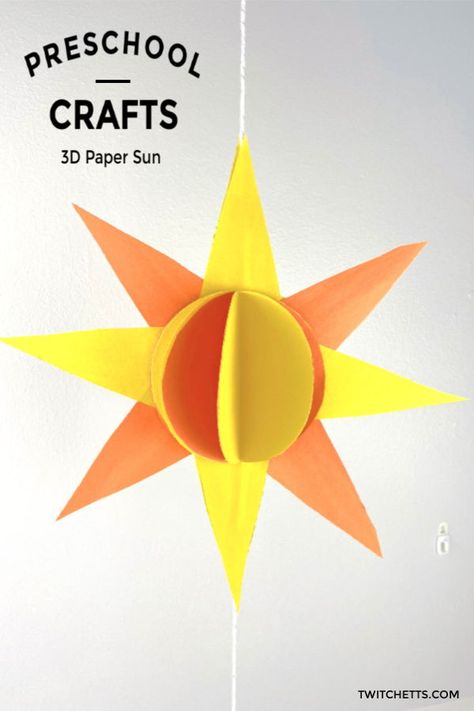 This sun craft for preschoolers is perfect for a fun yellow day activity or summer craft. Grab your stash of construction paper, some scissors, and glue and you can make an easy 3D paper craft. Yellow Day Activity, Sun Craft, Sunshine Crafts, Sun Crafts, Craft For Preschoolers, Yellow Crafts, Summer Craft, Summer Crafts For Kids, 3d Craft