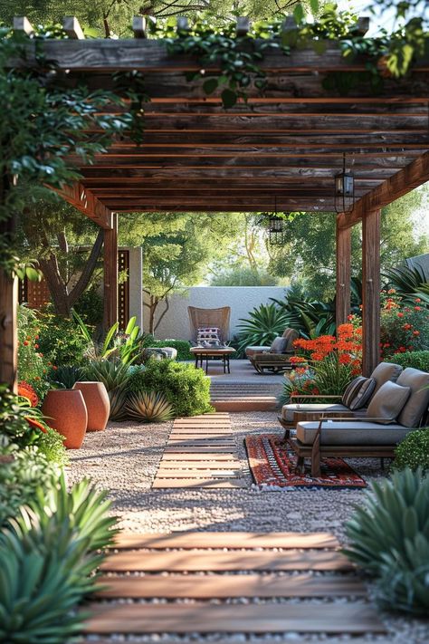 31 Gorgeous Outdoor Patio Ideas to Try Now 50 Lush Patio Garden, California Outdoor Patio, Small Courtyards Ideas Outdoor, Garden Porch Ideas, European Patio Ideas, European Yard, Backyard Courtyard Ideas, Patio Plants Ideas, House Backyard Design