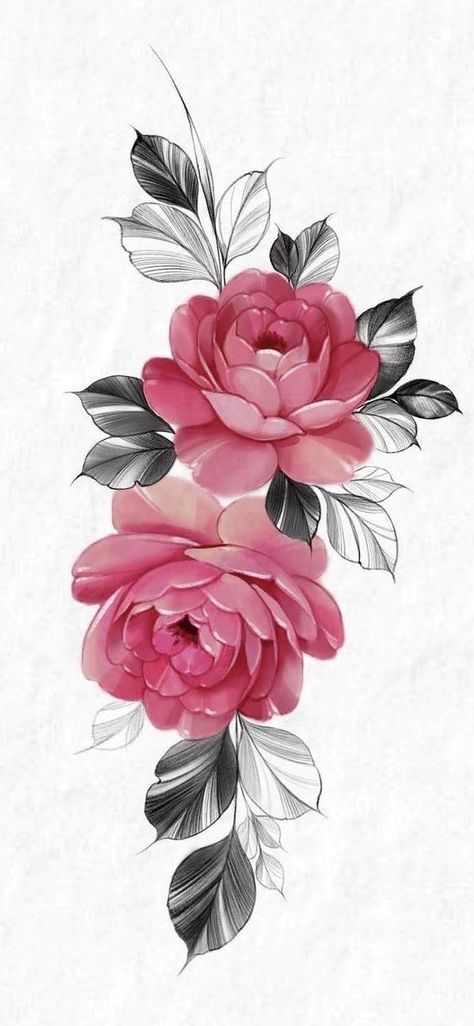 Peony Flowers Tattoo Designs, Floral Tattoo Design Peonies, Peony Flower Tattoo Design Color, Peonie Flower Drawings, Peony And Lotus Flower Tattoo, Fineline Roses Tattoo, Realistic Peonies Tattoo, Peony Flowers Drawing, Camilla Tattoo Flower