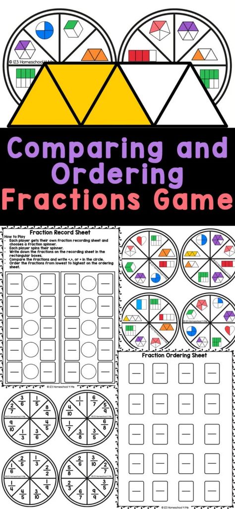 Kids will love learning about comparing and ordering fractions with this fun and free Fraction Games.  Use this compare and order fractions activity with 3rd grade, 4th grade, and 5th grade students. With this fraction math game, children will learn about comparing and ordering fractions with different denominators through this fun fourth garde math game. 4th Grade Fractions Activities, Fraction Activities 4th Grade, Comparing Fractions 3rd Grade, Comparing Fractions Worksheet, Compare And Order Fractions, Fraction Games For Kids, Comparing Fractions Activities, Fun Fractions Activities, Comparing And Ordering Fractions