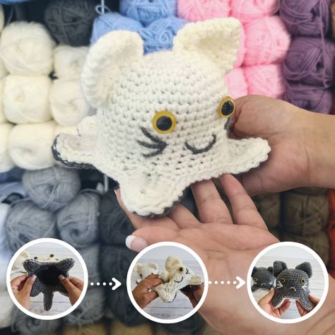 Ghost Amigurumi, Mood Cat, Cat Mood, Reversible Crochet, Reversible Octopus, Octopus Pattern, Crocheting Patterns, Crochet Kids, Octopus Design