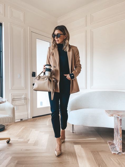 The Drop Women's Blake Long Blazer curated on LTK Beige Blazer Outfits Women Work, Belted Coat Outfit, Neutral Blazer Outfit, Camel Blazer Outfits Women, Long Blazer Outfit, Camel Blazer Outfit, Blazer Outfits Women, Jeans Outfit For Work, Camel Blazer