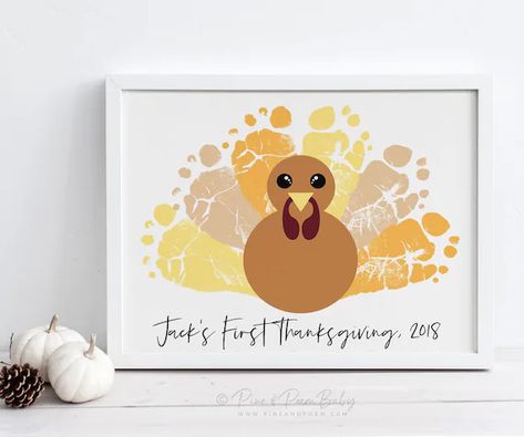 Baby Footprint Crafts, Baby Christmas Crafts, Baby Art Crafts, Infant Art, Baby Footprint Art, Baby Art Projects, Footprint Crafts, Baby Footprint, Thanksgiving Art