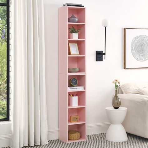 PRICES MAY VARY. 【Double-Decker Tall Narrow Bookcase】The appearance is a combination of the upper and lower cabinets, the 2 cabinets can be disassembled and used, and can also be combined to use. Vertical Overall Size: 11.6"L*9.3"W*70.9"H Inch 【8-Tier Media Tower Rack with Adjustable Shelves】This media tower rack with strong structure has 8 layers of rich storage space, and the layer board can be adjusted for three levels to facilitate the placement of different specifications of items 【Sturdy & Tall Narrow Bookcase, Display Bookshelf, Slim Storage Cabinet, Narrow Bookshelf, Media Tower, Narrow Bookcase, Slim Storage, Lower Cabinets, Corner Bookshelves