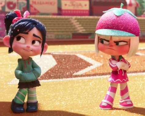 Sister Duos In Movies, Best Duo Characters, Tv Show Duos Cartoon, Vanellope X Taffeta, Iconic Duo Characters, Iconic Character Duos, Iconic Duo Cartoon Characters, Iconic Girl Duos, Blond And Brunette Duo Characters