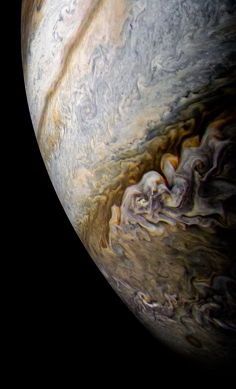 Jupiter's south temperate belt of clouds, as seen by Juno during its 11th perijove. NASA/JPL-Caltech/SwRI/MSSS/Kevin M. Gill Sagittarius Ascendant, Jupiter Planet, Cosmos Space, 1st House, Hubble Telescope, Planets And Moons, Space Oddity, Nasa Jpl, Space Planets