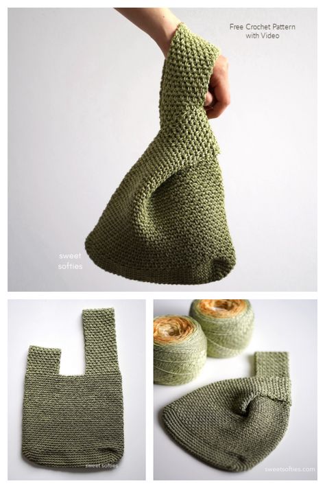 Japanese Knot Mosu Bag Free Crochet Patterns Modern Haken, Tote Crochet, Japanese Knot, Stitches Crochet, Japanese Knot Bag, Japanese Crochet, Knot Bag, Free Crochet Bag, Knitted Bag