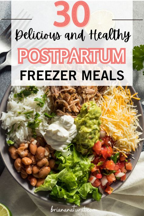 This is the ultimate list of postpartum freezer meals that are both delicious and healthy and packed with all of the nutrients you need for healing from childbirth. They are super easy to make for meal prep. Weeknight Freezer Meals, Maternity Food Prep, Prepped Meals For New Moms, Meal Prep Dump Meals, Make Ahead Freezer Meals Postpartum, Post Partum Freezer Casserole, Low Fat Freezer Meals, Meals To Prep For Postpartum, Meals To Freeze For Postpartum