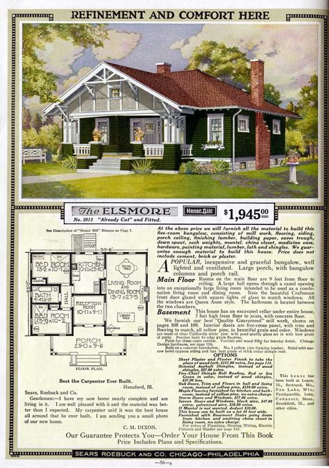 Post Image Sears House Plans, Sears House, Sears Catalog Homes, Sears Kit Homes, Craftsman Style Bungalow, Sears Catalog, Plans Architecture, Vintage House Plans, Casa Vintage