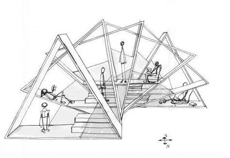 Sketch | Eskiz Detail Arsitektur, Concept Models Architecture, Pavilion Architecture, Architecture Presentation Board, Pavilion Design, Plans Architecture, Conceptual Architecture, Desain Lanskap, Architecture Design Sketch