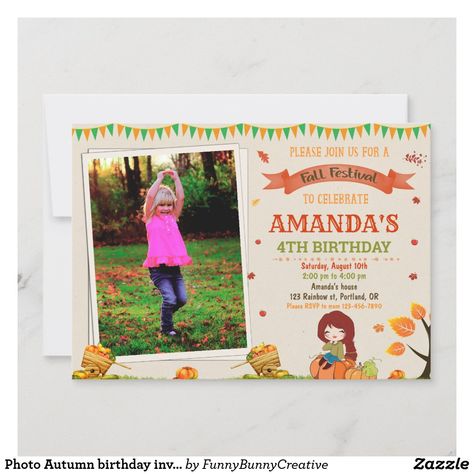 Photo Autumn birthday invitation Fall festival Fall Festival Party, Festival Invitation, Fall Birthday Invitations, Big Pumpkin, Trendy Invitations, Autumn Birthday, Fall Harvest Party, Fall Carnival, Autumn Invitations