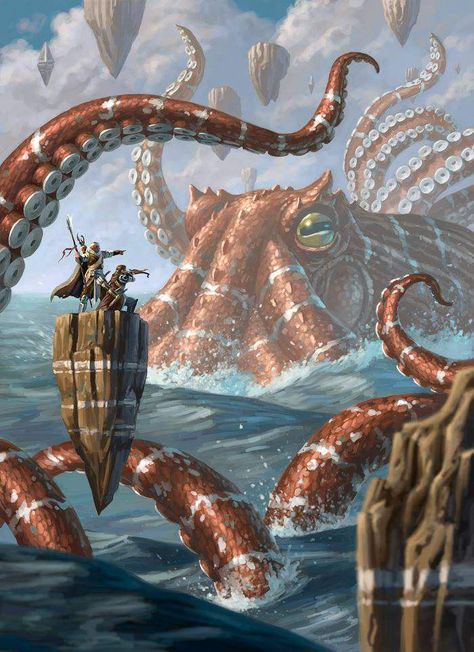 Octopus Artwork, Lovecraft Monsters, Kraken Art, Lovecraft Art, Lovecraft Cthulhu, Creature Fantasy, Lovecraftian Horror, Mtg Art, Hp Lovecraft