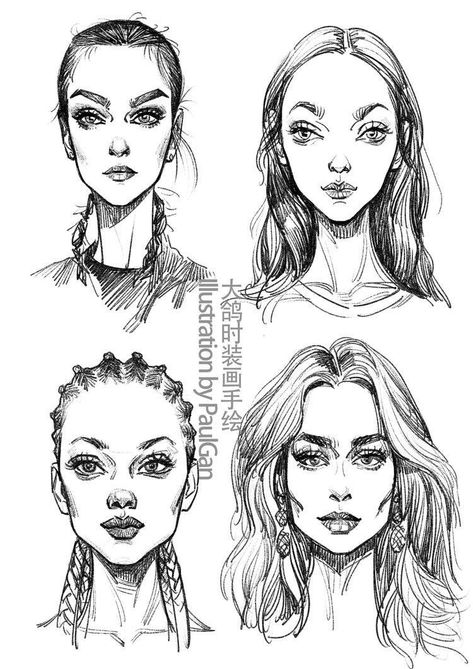 Fashion Illustration Face Drawing, Fashion Sketch Face, Fashion Figure Face, Fashion Face Drawing, Croquis Face, Fashion Illustration Hair, Male Character Design, Fashion Illustration Face, Fashion Model Drawing