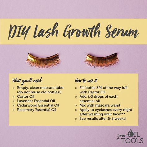 Eyelash Growth Serum Recipe, Diy Lash Growth Serum, Diy Soaps, Lash Growth Serum, Doterra Essential Oils Recipes, Lash Growth, Essential Oil Mixes, Eyelash Growth Serum, Cedarwood Essential Oil