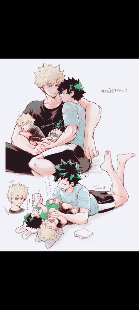 Midoria Izuku Art, Mpreg Anime, Anime Cupples, Hero Poster, Anime Funny Moments, Romantic Anime Couples, Anime Family, Anime Child, Anime Princess